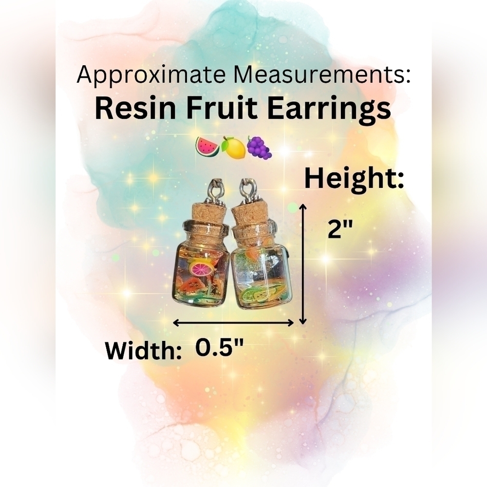 Handmade Realistic Resin Mason Jar & Fruit Drink Earrings🍹🫙🍋 🍉 - Picture 11 of 11